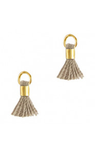 Ibiza style mini Tassel 0.7cm Gold-truffle brown